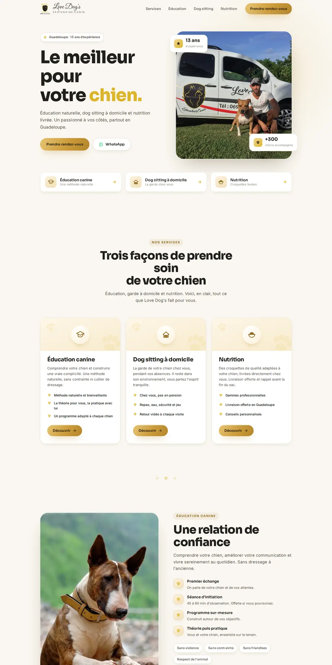 Le site Love Dog's sur ordinateur